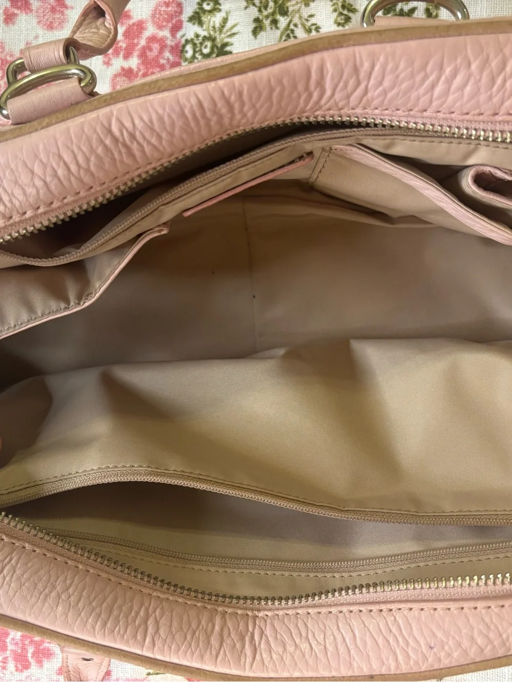 Cole Haan Soft Pink Pebbled Leather Satchel Bag